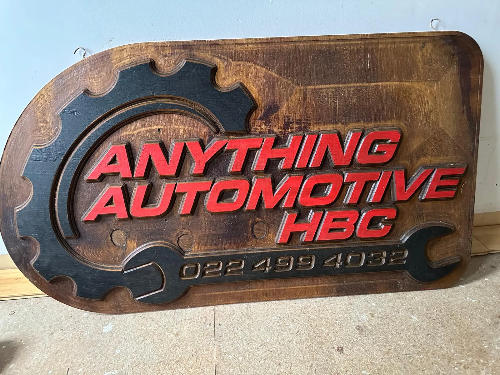Anything Automotive HBC wooden sign